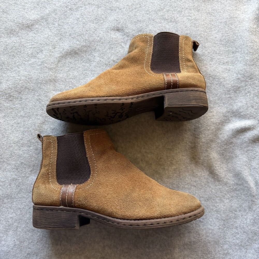 Comfortiva Women's 7.5 Suede Leather Brown Chelsea Boots Pull On